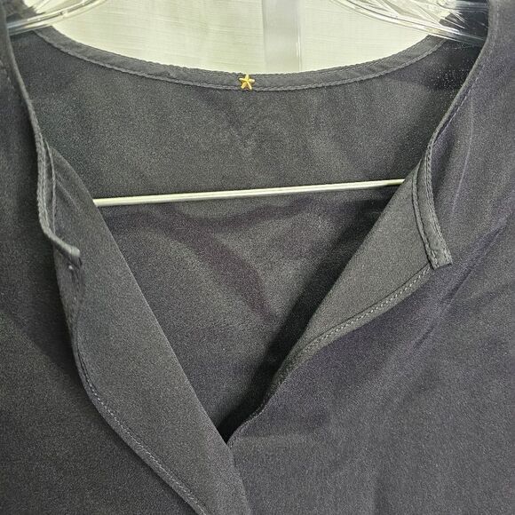 Peter Cohen Black Silk Split Neck Long Sleeve Blouse Size Large - Picture 4 of 8